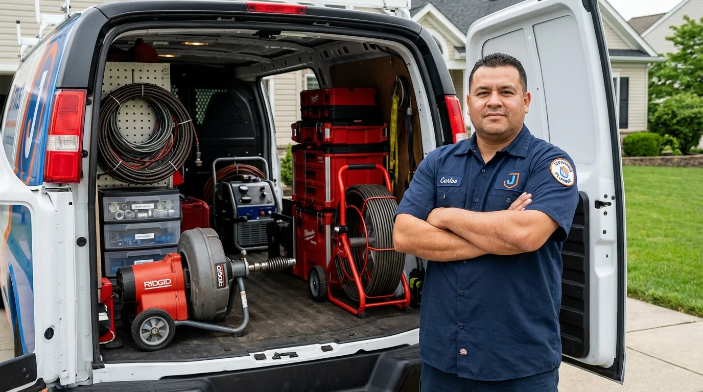 Professional drain cleaning equipment and Johns Plumbing LLC plumber in Marksville