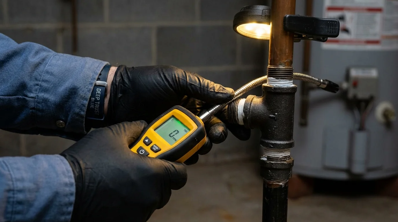 Gas leak detection with electronic sniffer by Johns Plumbing LLC in Marksville
