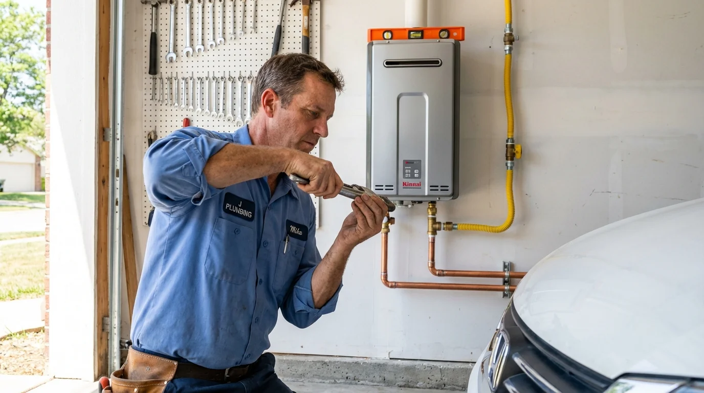 Tankless water heater installation by a Johns Plumbing LLC plumber in Marksville